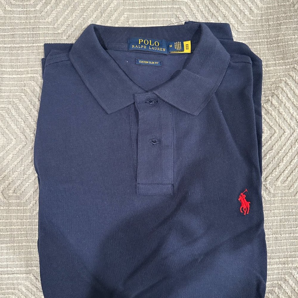[NWOT] Polo Ralph Lauren Navy Custom Slim Fit Medium Polo Shirt